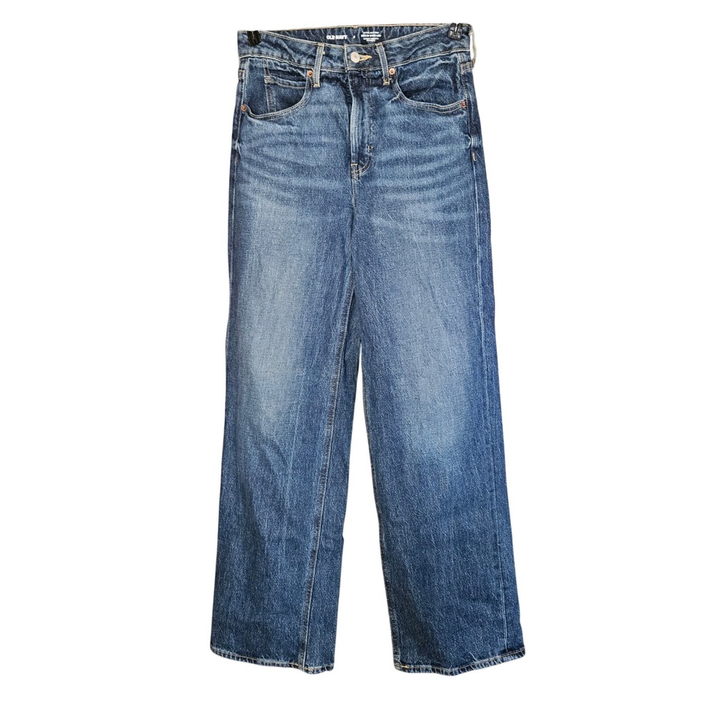 Old Navy Jeans Womens 2 Sky-Hi Wide Leg Extra High Rise Medium Wash Denim New